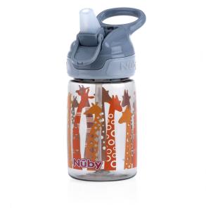 image:imageNuby Kids Flipit Reflex Push Button OnTheGo Printed Water Bottle with Soft Spout  12oz  360ml 18 Months 1pk  GiraffeGray