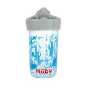 image:imageNuby No Spill 3D Character Sippy Cup with Soft Touch Flo Silicone Top 12 Ounce AlligatorShark