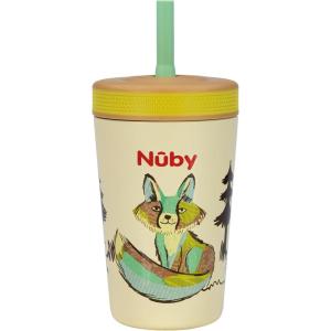 image:imageNuby Thirsty Kids Insulated Toddler Cup with Silicone Flexstraw  12 oz  Stainless Steel and LeakResistant  18 Months  Monster TrucksForest Fox
