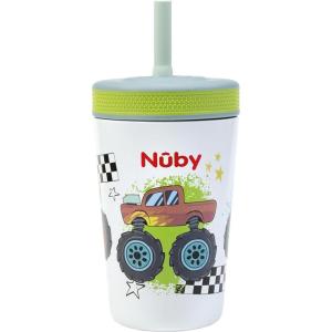 image:imageNuby Thirsty Kids Insulated Toddler Cup with Silicone Flexstraw  12 oz  Stainless Steel and LeakResistant  18 Months  Monster TrucksMonster Trucks