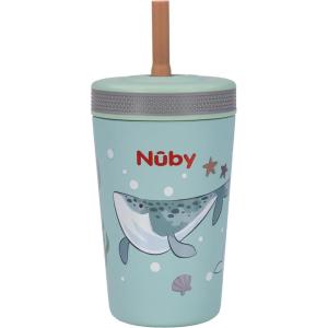 image:imageNuby Thirsty Kids Insulated Toddler Cup with Silicone Flexstraw  12 oz  Stainless Steel and LeakResistant  18 Months  Monster TrucksOcean