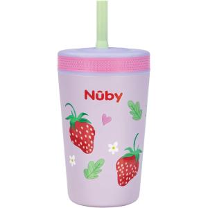 image:imageNuby Thirsty Kids Insulated Toddler Cup with Silicone Flexstraw  12 oz  Stainless Steel and LeakResistant  18 Months  Monster TrucksStrawberries
