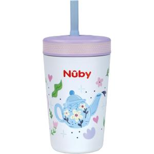image:imageNuby Thirsty Kids Insulated Toddler Cup with Silicone Flexstraw  12 oz  Stainless Steel and LeakResistant  18 Months  Monster TrucksTea Pots