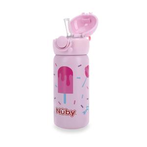 image:imageNuby Thirsty Kids No Spill FlipIt Active Stainless Steel Travel Cup or Water Bottle  14 Oz  18 Months  Mint Whale  Back to School Essentials1 Count Pack of 1