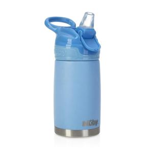 image:imageNuby Thirsty Kids No Spill FlipIt Reflex Stainless Steel Travel Cup or Water Bottle  10 Oz  18 Months  White  Back to School EssentialsBlue