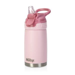 image:imageNuby Thirsty Kids No Spill FlipIt Reflex Stainless Steel Travel Cup or Water Bottle  10 Oz  18 Months  White  Back to School EssentialsPink