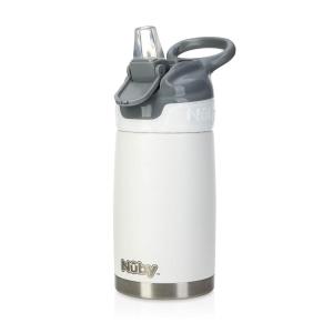 image:imageNuby Thirsty Kids No Spill FlipIt Reflex Stainless Steel Travel Cup or Water Bottle  10 Oz  18 Months  White  Back to School EssentialsWhite