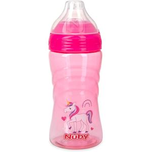 image:imageNuby Thirsty Kids No Spill SipIt Sport Tritan Travel Cup with Soft Silicone Spout and Hygiene Cover 12 Oz Pink Unicorn Print12 Ounces