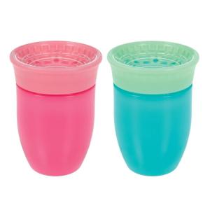 image:imageNuby Wonder Cup  SpillProof Toddler Sippy Cups  3 Pack 7 oz  Sip from All Sides  Leak Resistant  Spoutless Transition Cup  AquaPurplePinkPink  Aqua