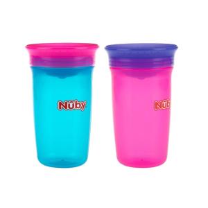 image:imageNuby Wonder Cup with 360 Smart Edge Silicone Rim  2Pack 10 oz  NoSpill Sippy Cup for Toddlers  RedBluePink  Blue