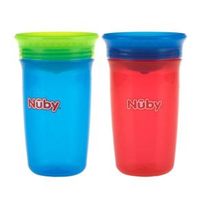 image:imageNuby Wonder Cup with 360 Smart Edge Silicone Rim  2Pack 10 oz  NoSpill Sippy Cup for Toddlers  RedBlueRed  Blue