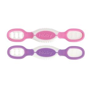 image:imageNuby Dip amp Scoop Spoons  2Pack Baby Led Weaning Spoons for Babies  6 Months  Purple and Pink