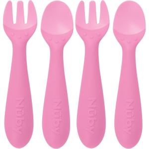 image:imageNuby Silicone Easy Grip Fork amp Spoon Set 12m in PinkPink