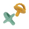 image:imageNuby Silicone Softees Pacifier and Teethers  5Pack Silicone Baby Pacifiers and Teethers  0 Months  Assorted Pastel ColorsYellow Stars and Aqua XOXO