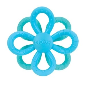 image:imageNuby Fun Loops Teether  FlowerShaped Infant Teething Toy for Babies  3 Months  Blue and Aqua