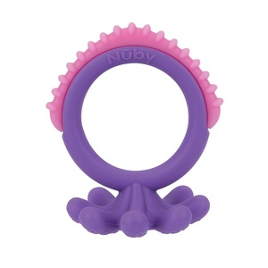 image:imageNuby Geo Zoos Massaging Teether  Baby Teething Toy  Soft Easy Grip  3 Months  Purple Octopus  Easter Basket Stuffer