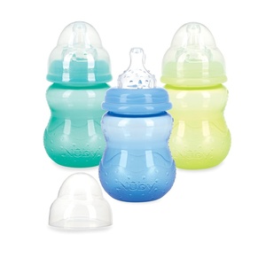 image:imageNuby Wide Neck NonDrip Bottle  Baby Bottles with AntiColic VariFlo Valve  3Pack 8 oz  0 Months  Yellow Blue GreenYellow  Blue  Green