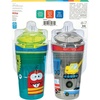 image:imageNuby All in One Snack Bowl and No Spill Soft Straw Cup  2 Pack Aqua Ocean Animals amp Green Puppy Dogs  Snack N Sip Holds 45 oz Container with Lid and 9 oz 270 ml Straw Cup 12 Months Aqua MonstersGrey Cars