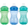 image:imageNuby 3 Pack No Spill Toddler Sippy Cups  Toddler Cups Spill Proof with Easy and Firm Grip  Blue Aqua GreenAqua  Blue  Green