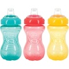 image:imageNuby 3 Pack No Spill Toddler Sippy Cups  Toddler Cups Spill Proof with Easy and Firm Grip  Blue Aqua GreenYellow  Aqua  Coral