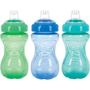 image:imageNuby 3 Pack No Spill Toddler Sippy Cups  Toddler Cups Spill Proof with Easy and Firm Grip  Blue Aqua GreenAqua  Blue  Green